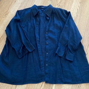 Chaps by Ralph Lauren Navy Blue Linen Shacket